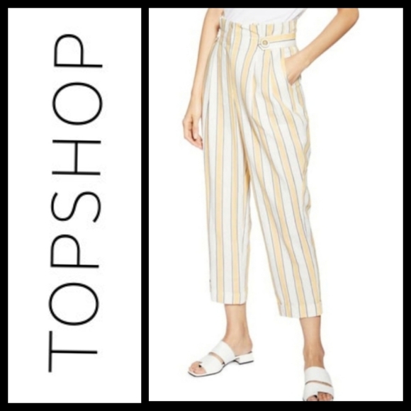 Topshop Summer Strip Peg Trousers NWT Sz US8 - Picture 1 of 9